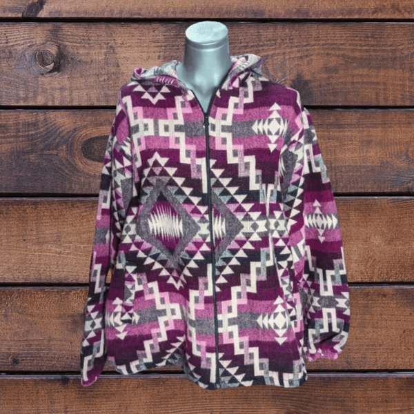 Peruvian Alpaca Zip-up hooded jacket with pockets